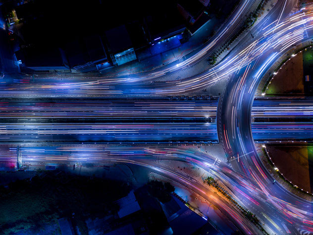 Drone view of a motorway circle