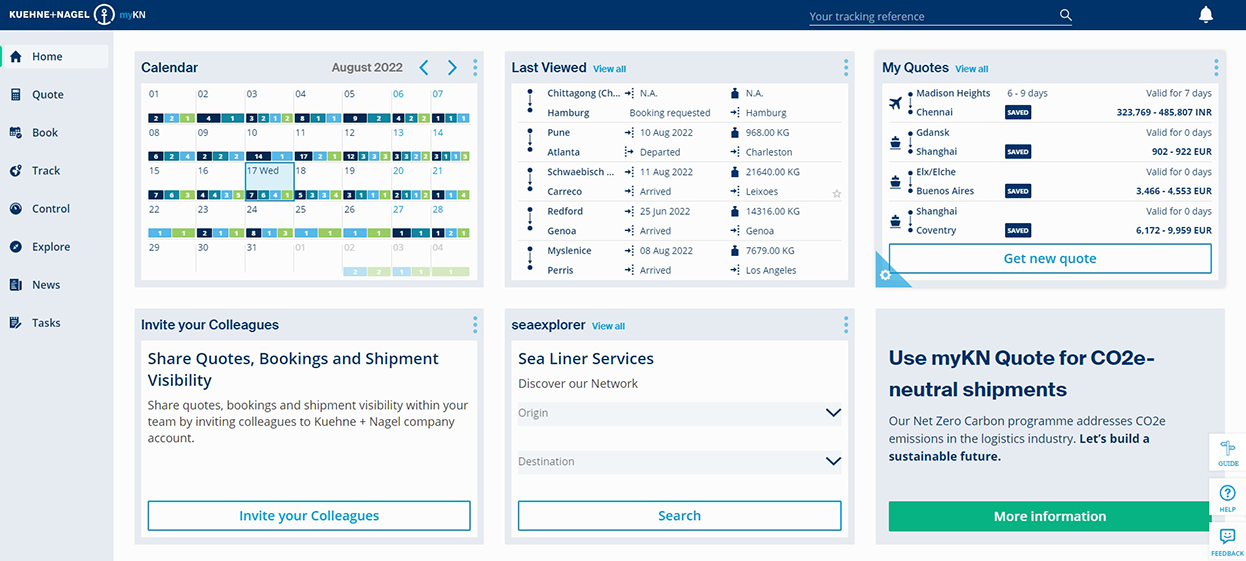 Manage your shipments with myKN, get instant freight quotes